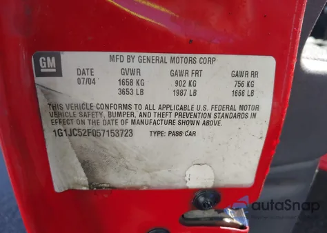 2005 Chevrolet Cavalier z USA, uszkodzony, nr VIN 1G1JC52F057153723